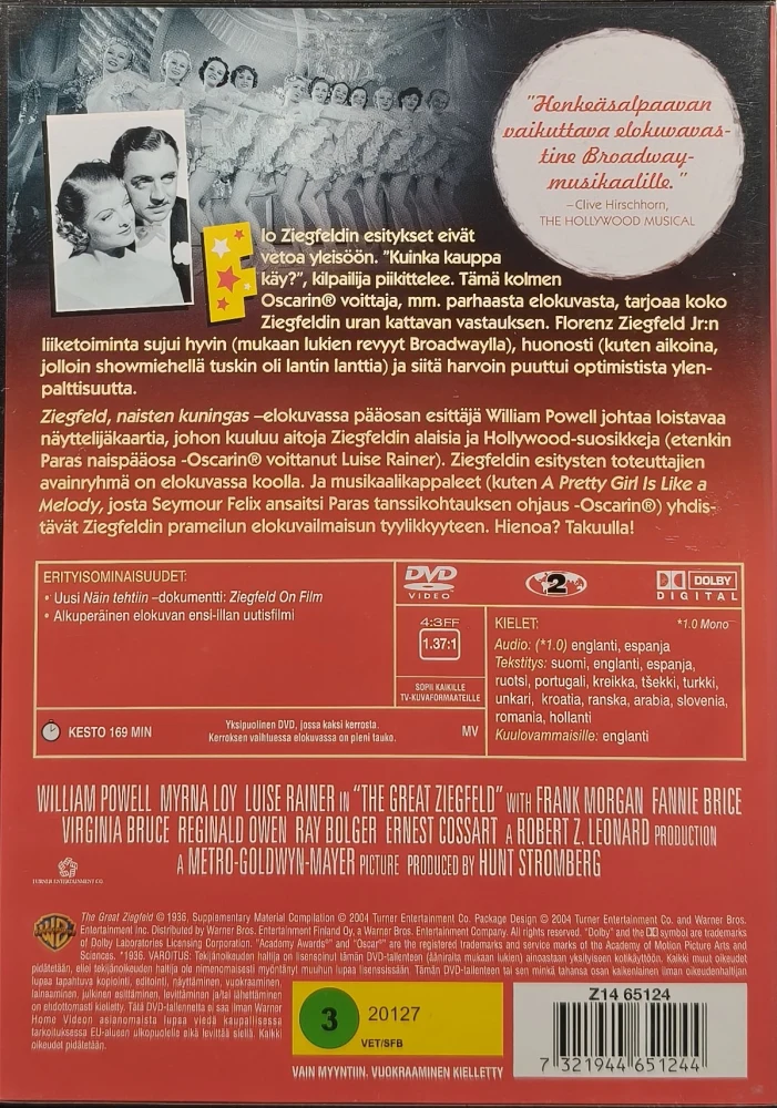 DVD) William Powell: Ziegfeld Naisten Kuningas (1936) SUOMIKANNET