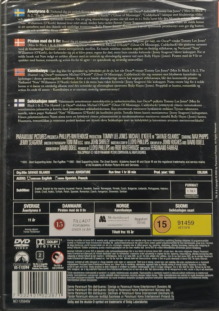 UUSI (DVD) Tommy Lee Jones : Savage islands - Seikkailujen saari (1983)