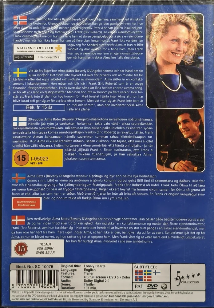 UUSI (DVD) Eric Roberts: Lonely Hearts (1991)