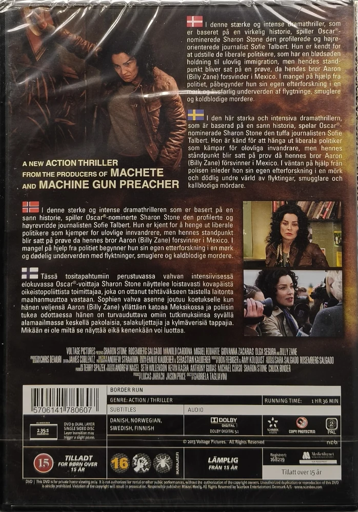 UUSI (DVD) Sharon Stone : Border Run (2012)