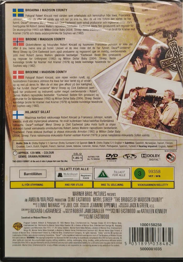 UUSI (DVD) Clint Eastwood, Meryl Streep: Hiljaiset sillat (1995)