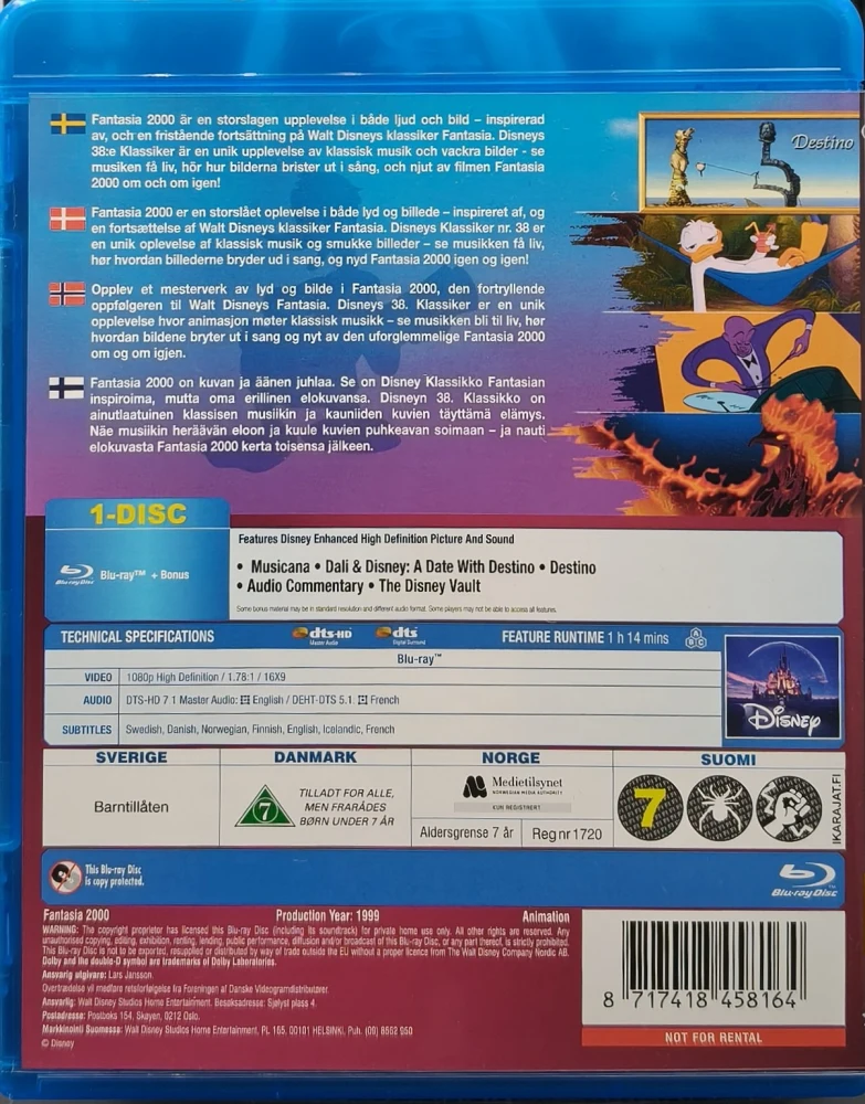 BLU-RAY) Walt Disney Klassikko 38. - Fantasia 2000 (1999)