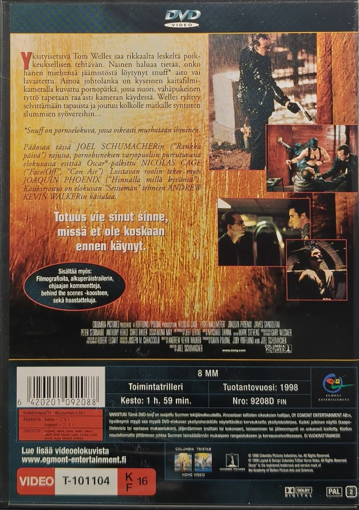 DVD) Nicolas Cage: 8MM - Eight Millimeter (1998) EGMONT