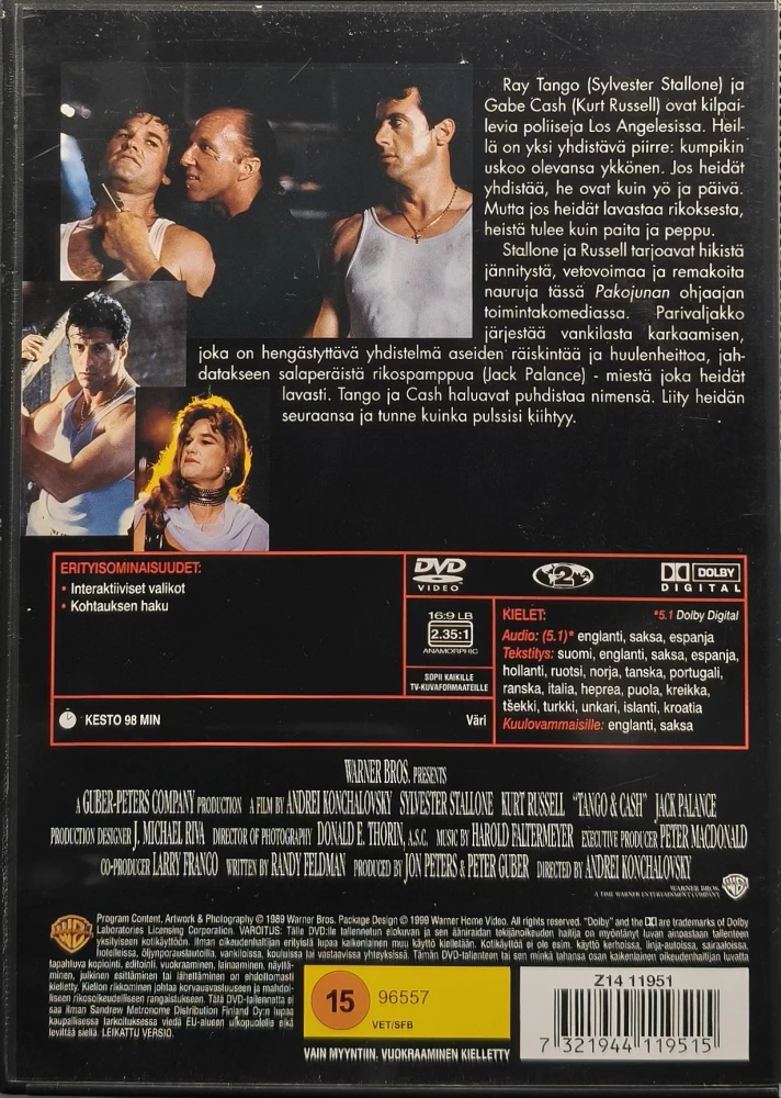 DVD) Sylvester Stallone, Kurt Russell: Tango & Cash (1989) SUOMIKANNET