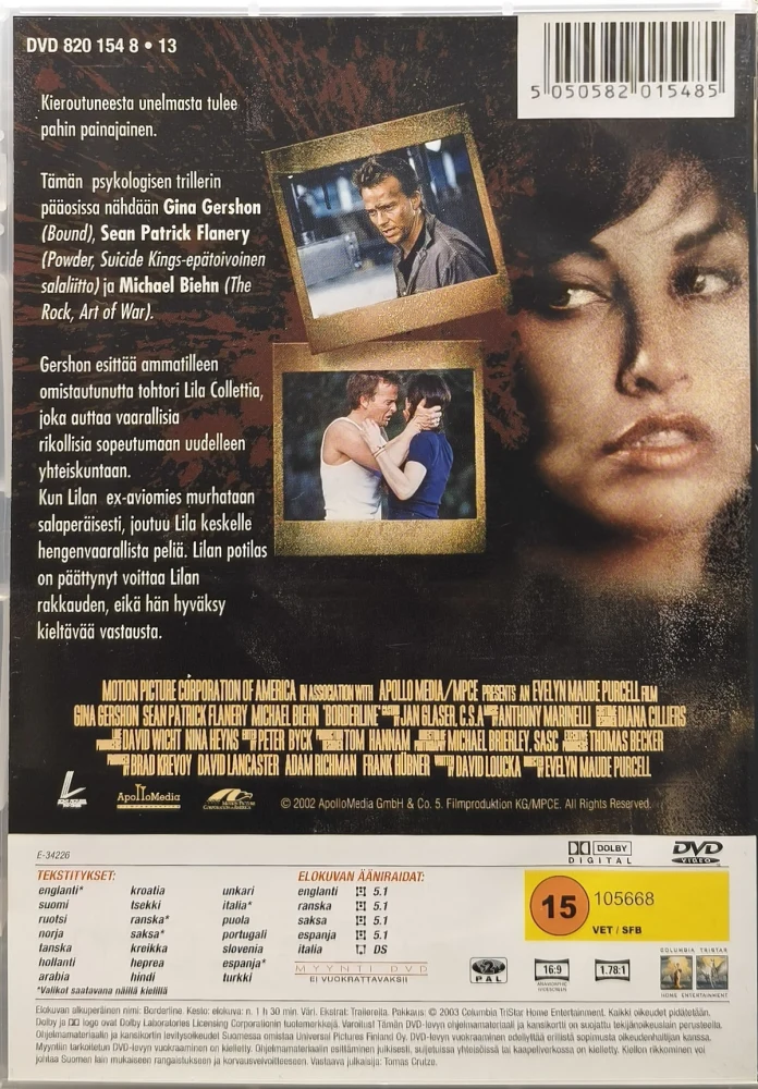 DVD) Gina Gershon: Rajatila - Borderline (2002) SUOMIKANNET