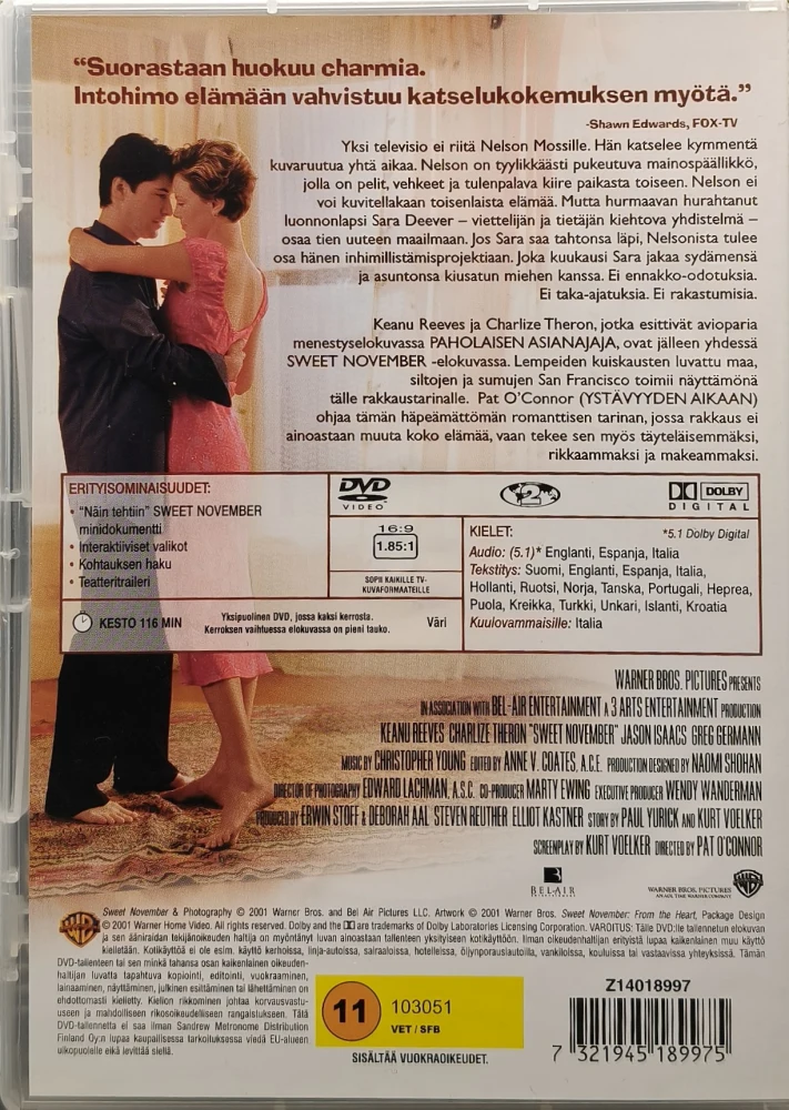 DVD) Keanu Reeves, Charlize Theron: Sweet November (2001)