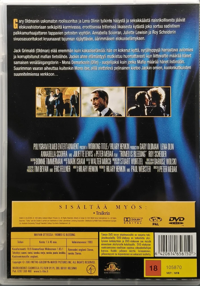 DVD) Gary Oldman: Mafian Otteessa (1993) SUOMIKANNET
