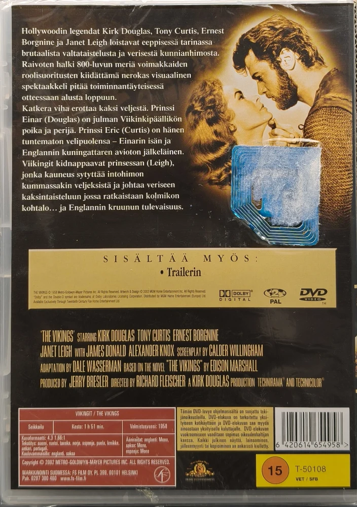UUSI (DVD) Tony Curtis, Kirk Douglas: Viikingit - The Vikings (1958) SUOMIKANNET