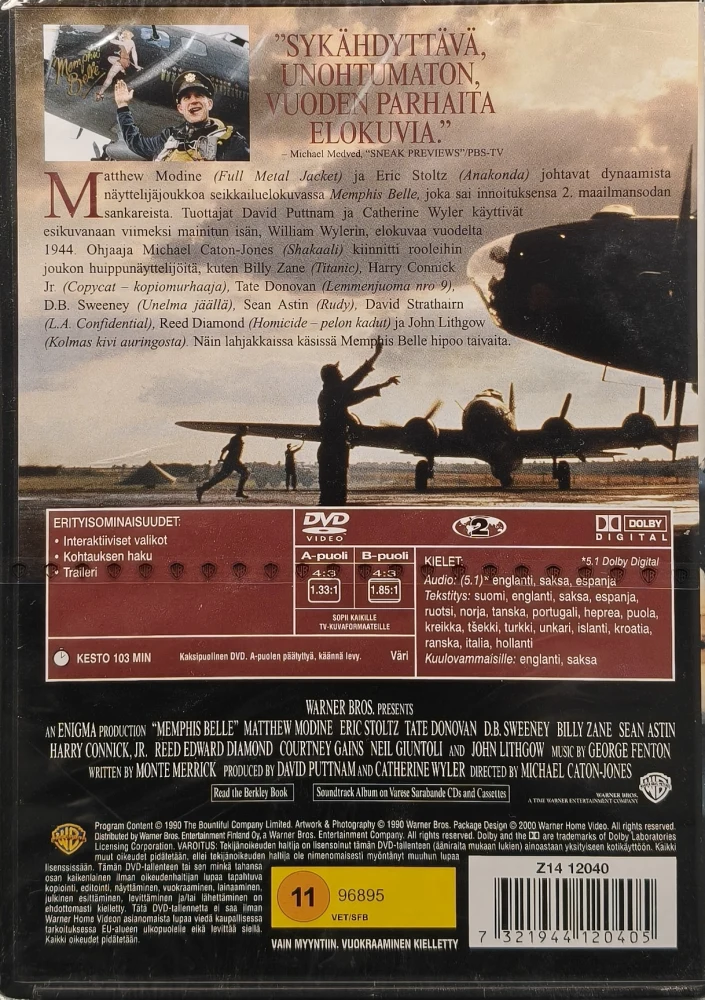 UUSI (DVD) Memphis Belle (1990) SUOMIKANNET