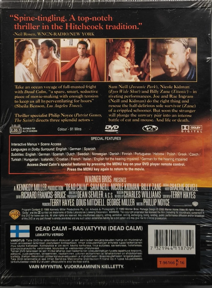 UUSI (DVD) Nicole Kidman, Sam Neill: Dead Calm - Rasvatyyni (1989)