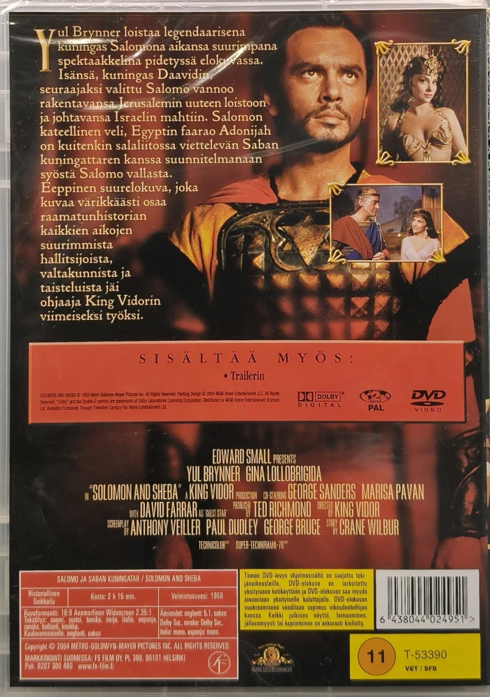 UUSI (DVD) Yul Brynner: Salomo ja Saban kuningatar (1959) SUOMIKANNET