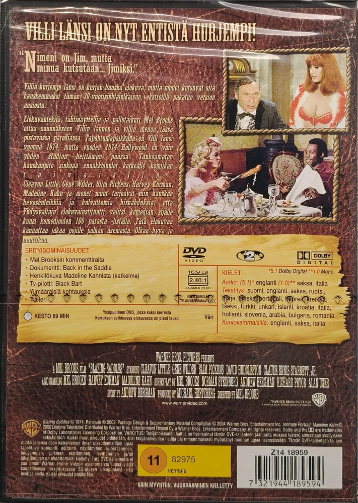 UUSI (DVD) Mel Brooks: Villiä hurjempi länsi (1974) SUOMIKANNET