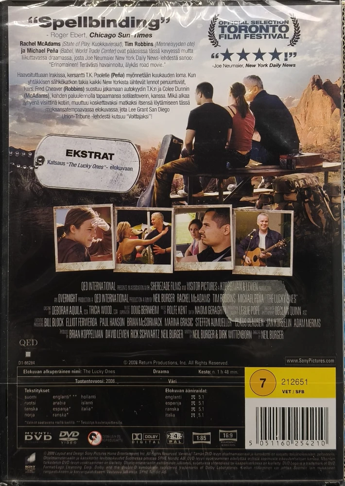 UUSI (DVD) Tim Robbins, Rachel McAdams: The Lucky Ones (2008) SUOMIKANNET