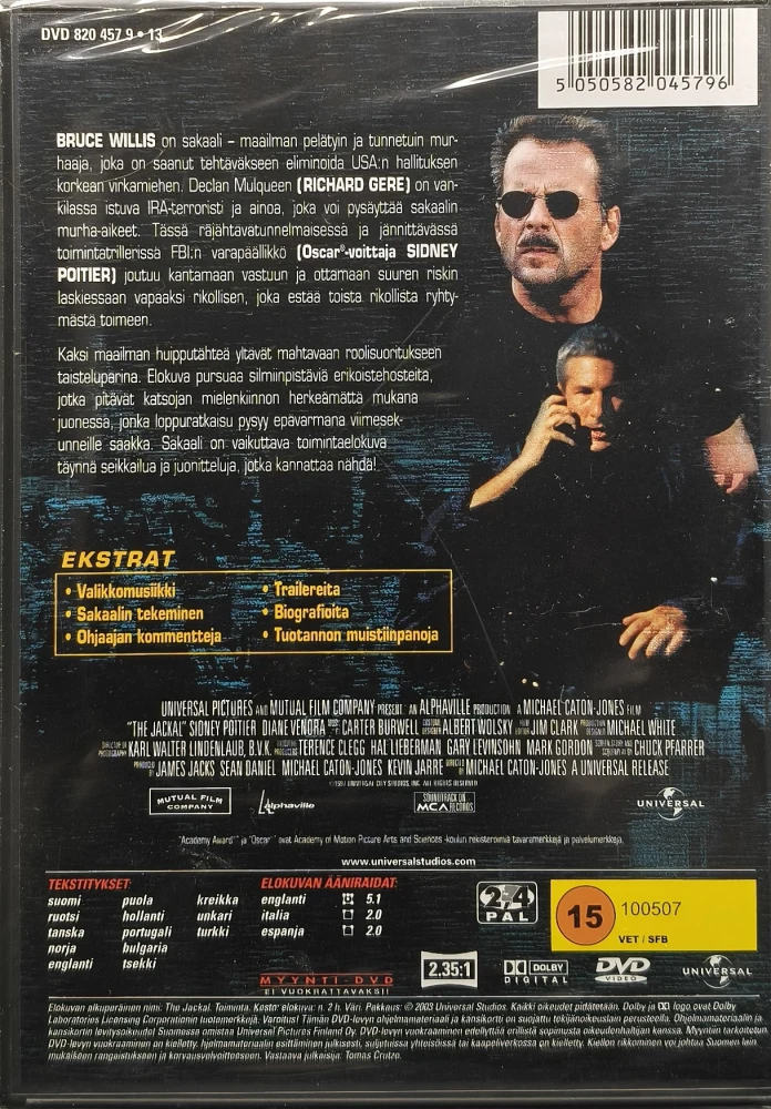 UUSI (DVD) Bruce Willis: Sakaali - The Jackal (1997) SUOMIKANNET