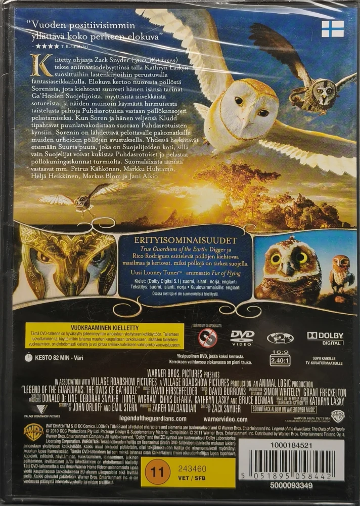 UUSI (DVD) Legenda suojelijoista - Ga'Hoolen pöllöt (2010)