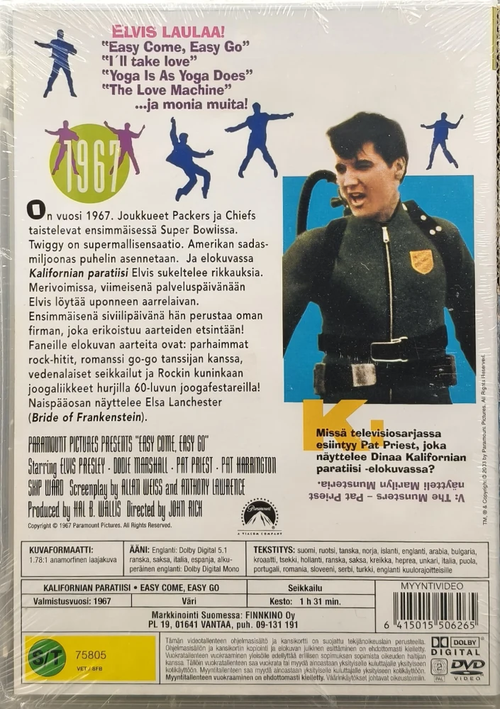 UUSI (DVD) Elvis Presley - Kalifornian Paratiisi - Easy Come, Easy Go (1967)
