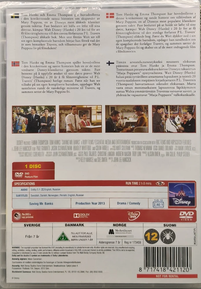 UUSI (DVD) Tom Hanks, Emma Thompson: Saving Mr. Banks (2013)