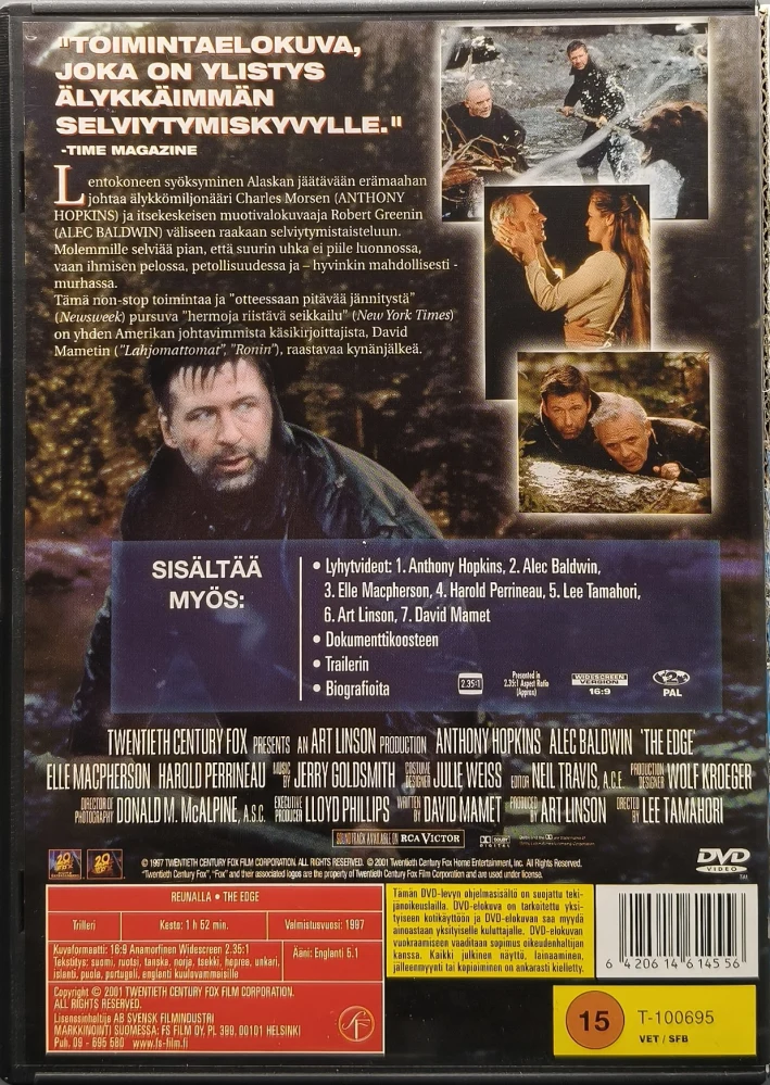 DVD) Anthony Hopkins, Alec Baldwin: Reunalla  - The Edge (1997)