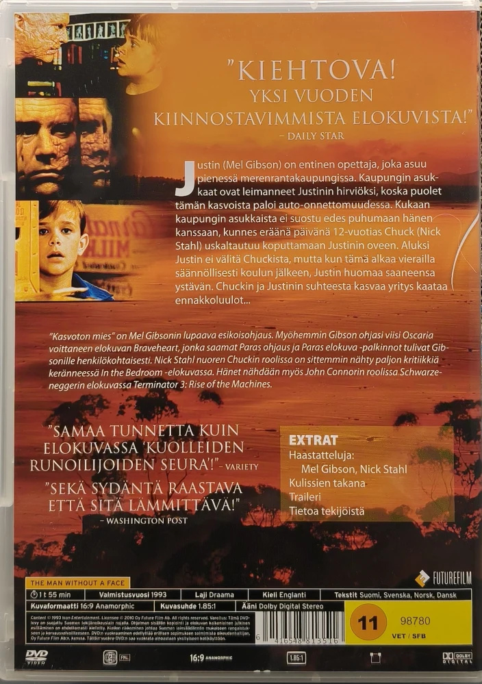 DVD) Mel Gibson: Kasvoton mies (1993) SUOMIKANNET