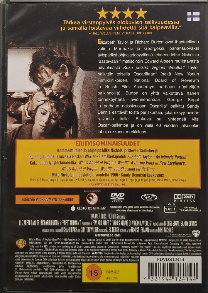 2 DVD) Elizabeth Taylor, Richard Burton: Kuka pelkää Virginia Woolfia? (1966)
