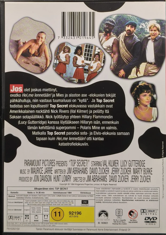 DVD) Val Kilmer: Top Secret! - Huippusalaista (1984) SUOMIKANNET