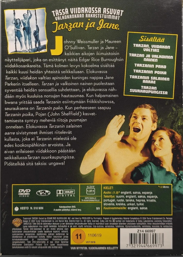 3 DVD BOKSI) TARZAN - KOKOELMA - 6 ELOKUVAA - SUOMIKANNET