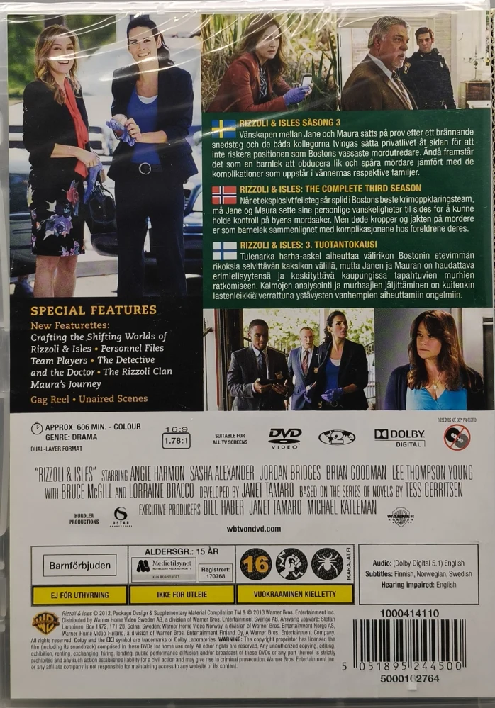 UUSI (3 DVD) Rizzoli & Isles: Kausi 3 - SUOMITEKSTIT