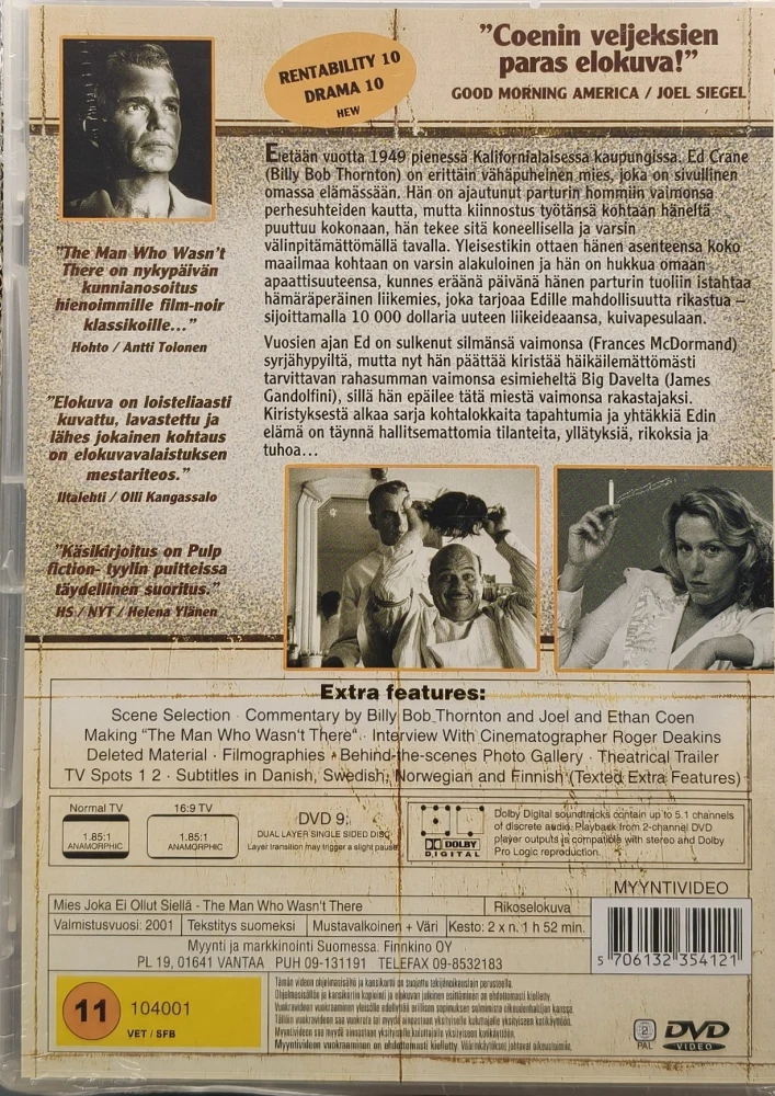 UUSI (DVD) Mies joka ei ollut siellä (2001) SUOMIKANNET