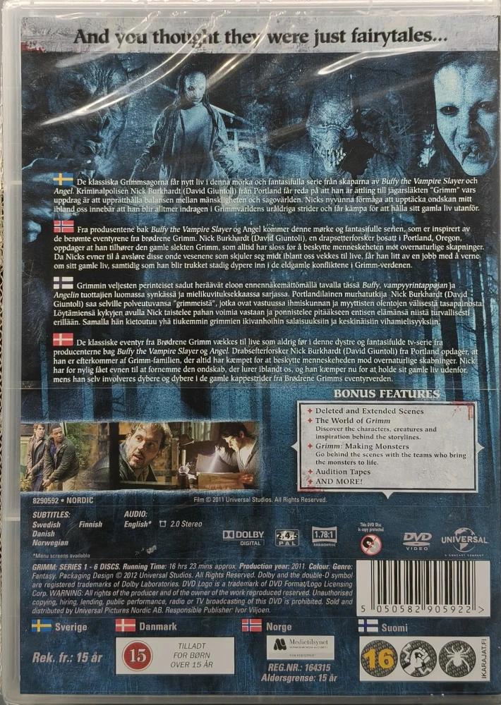 UUSI (6 DVD) Grimm: Kausi 1 -Season One (2011-2012)