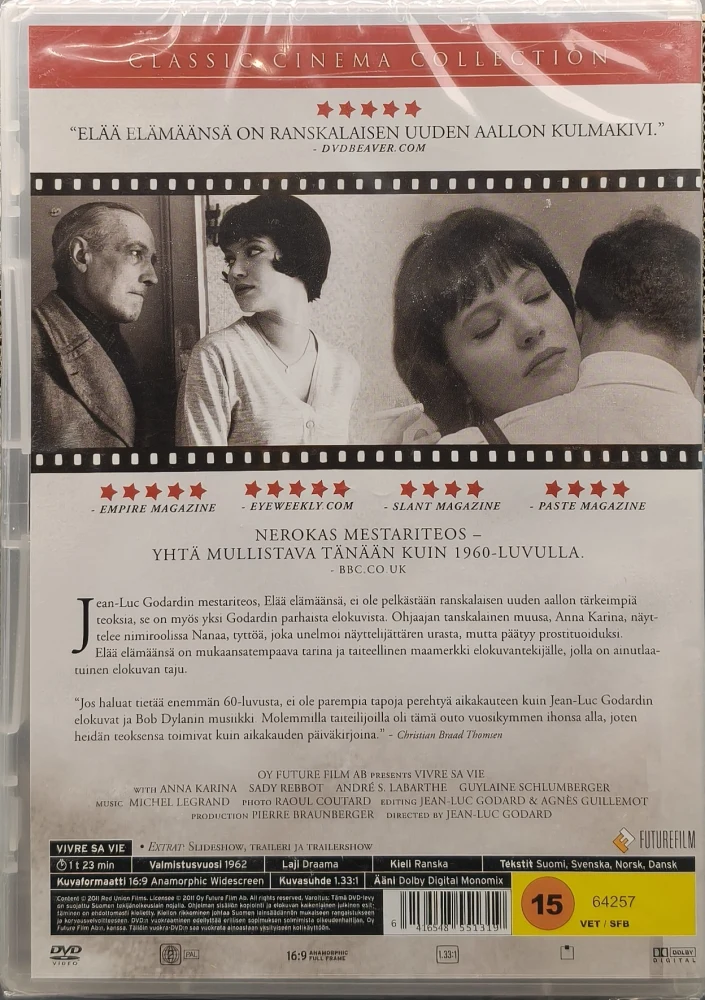 UUSI (DVD) Jean-Luc Godard: Elää elämäänsä - Vivre sa vie (1962)