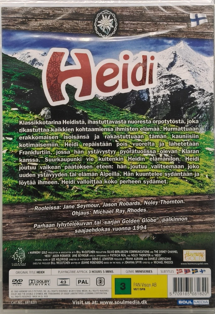 UUSI (2 DVD) Jane Seymour: HEIDI (Minisarja) 1993
