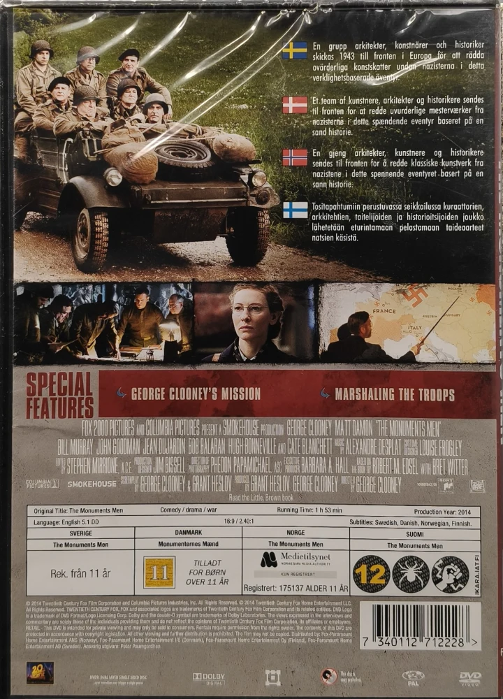 UUSI (DVD) The Monuments Men (2013) George Clooney