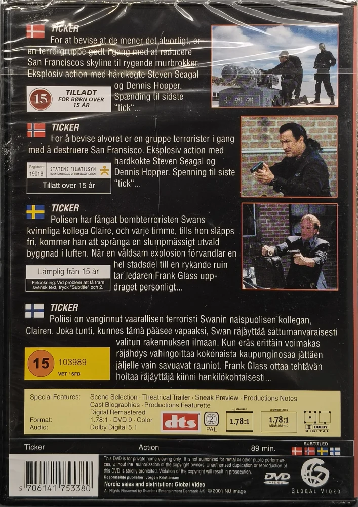 UUSI (DVD) Steven Seagal: Ticker (2001)