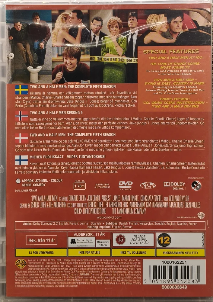 UUSI (3 DVD) Miehen puolikkaat - Two and a half men: Kausi 5