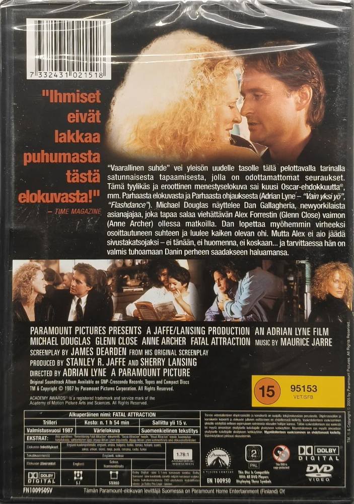 UUSI (DVD) Michael Douglas: Vaarallinen suhde (1987) SUOMIKANNET