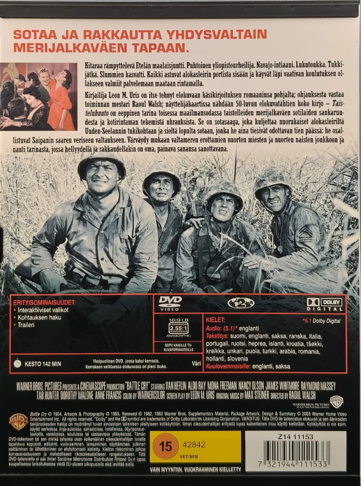 DVD) Taisteluhuuto - Battle Cry (1955) SUOMIKANNET