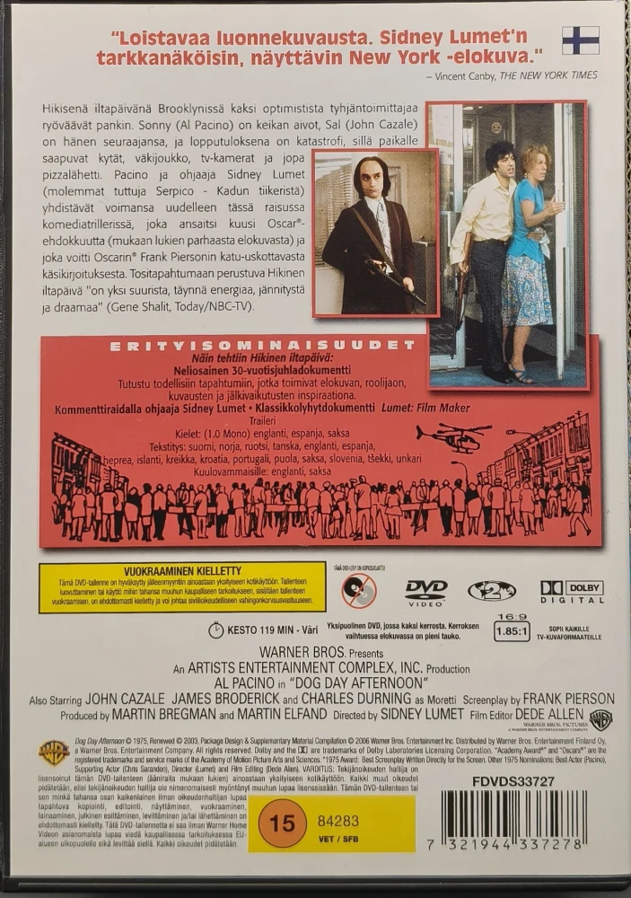 2 DVD) Al Pacino: Hikinen iltapäivä (1975) SUOMIKANNET