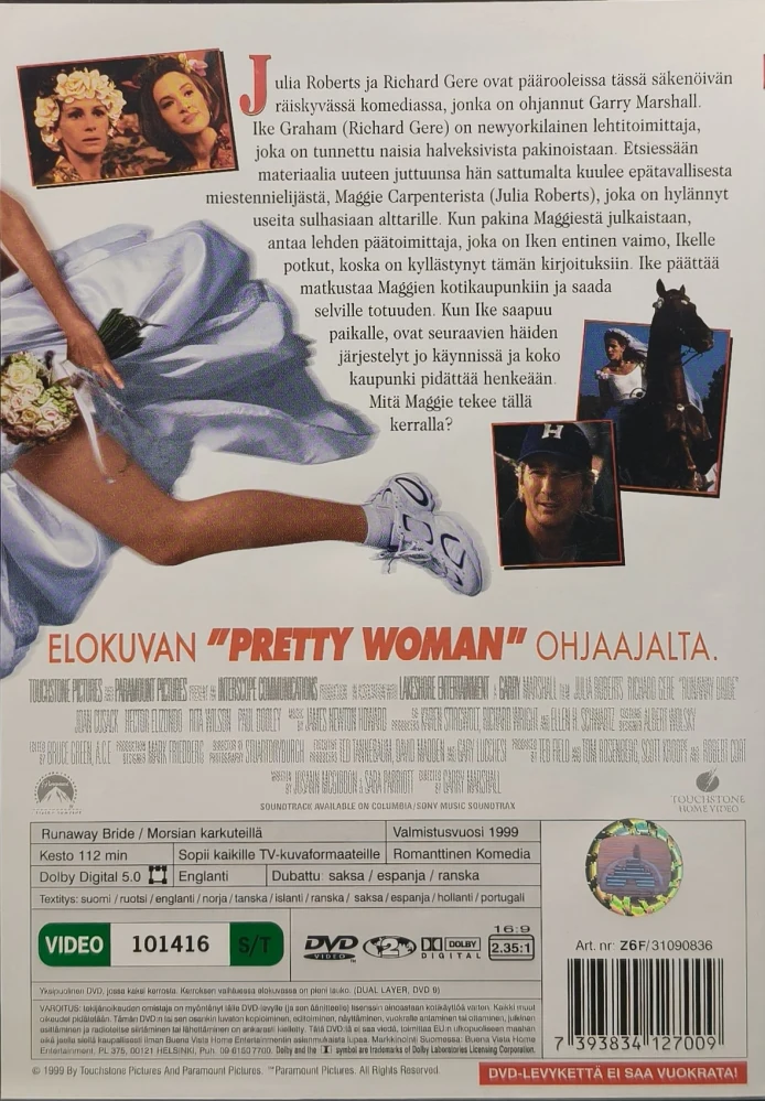 DVD) Julia Roberts, Richard Gere: Morsian karkuteillä (1999) SUOMIKANNET
