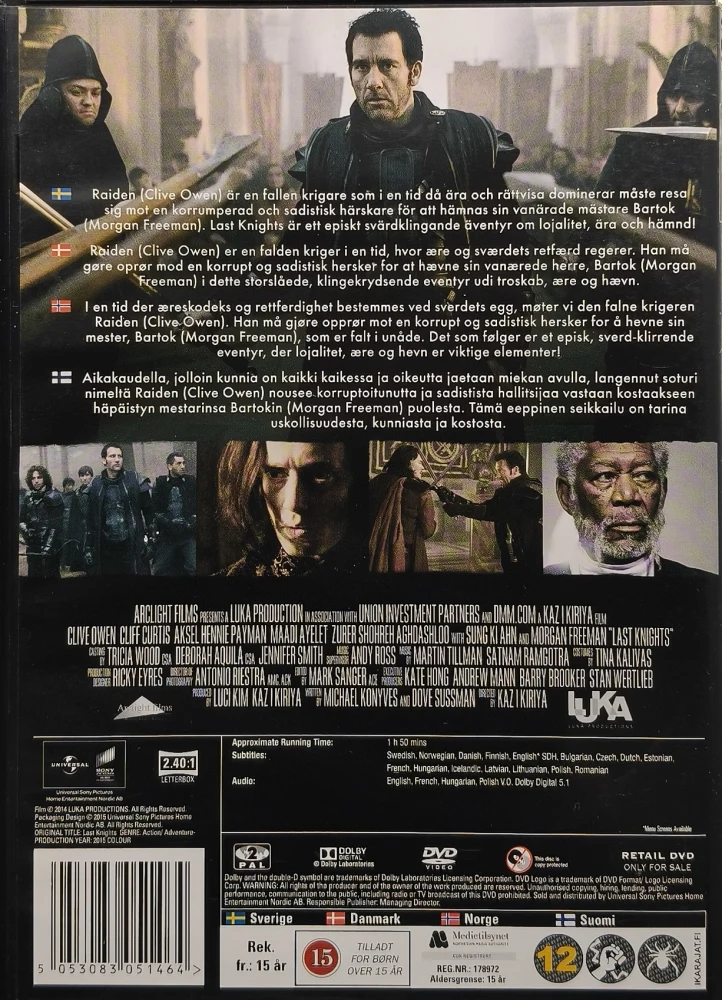 DVD) Last Knights (2015) Morgan Freeman, Clive Owen