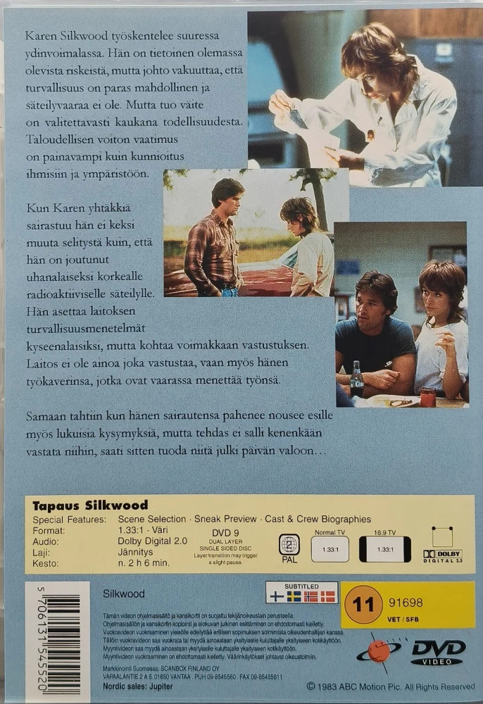 DVD) Meryl Streep, Kurt Russell, Cher: Tapaus Silkwood (1983) SUOMIKANNET