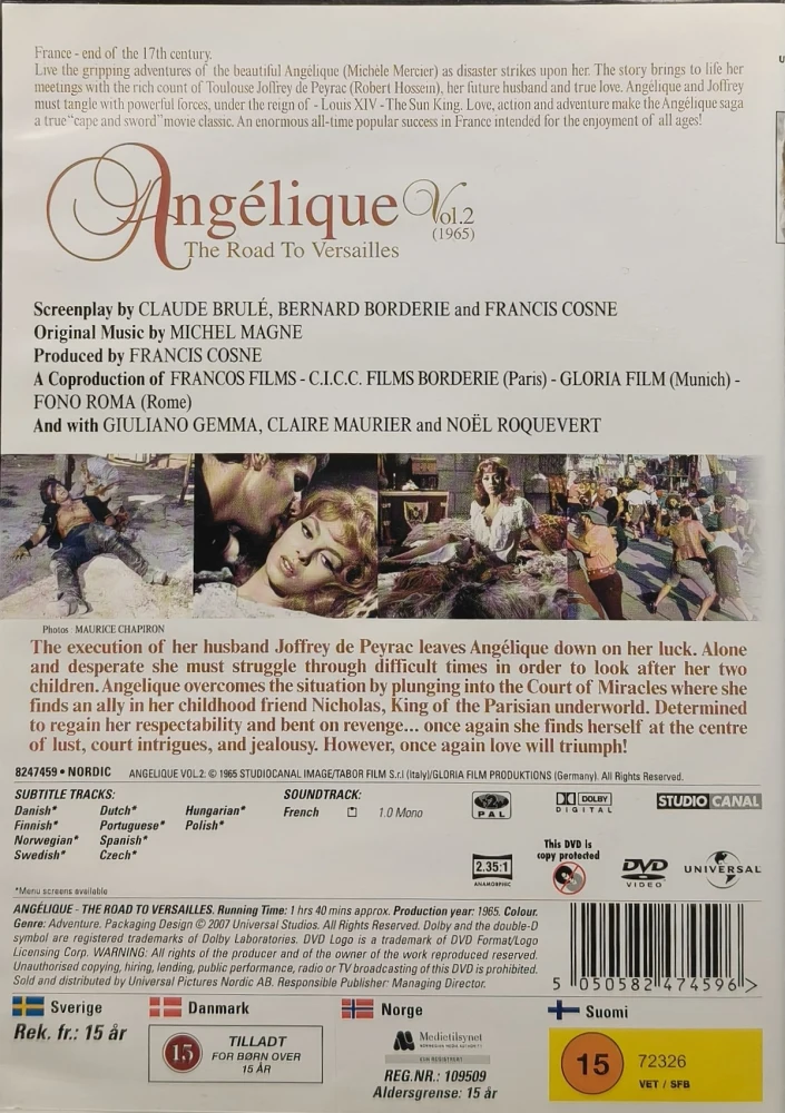DVD) ANGELIQUE VOL. 2 - THE ROAD TO VERSAILLES - Angelika - Enkelten markiisitar (1965)