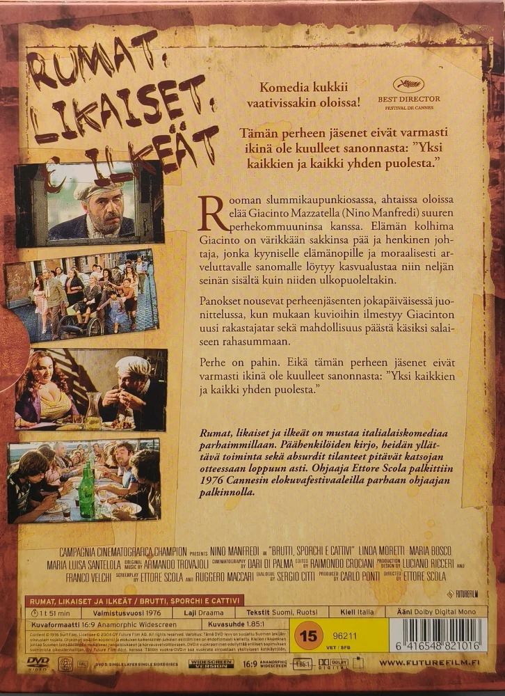 DVD) Ettore Scola: Rumat, likaiset ja ilkeät (1976) SUOMIKANNET