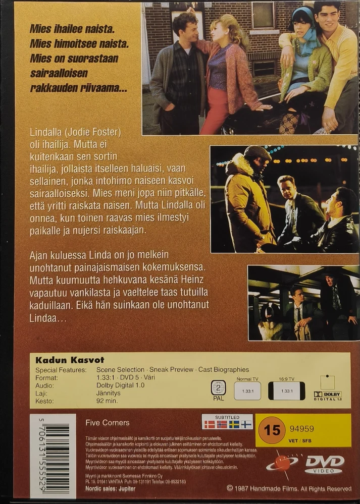 DVD) Jodie Foster: Kadun Kasvot - Five Corners (1987) SUOMIKANNET