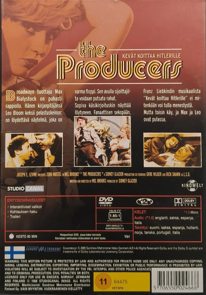 DVD) Mel Brooks: The Producers - Kevät koittaa Hitlerille (1968) SUOMIKANNET