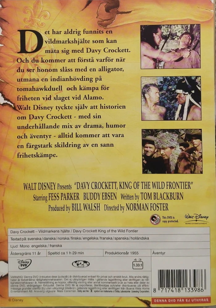 DVD) Davy Crockett - rajaseudun kuningas (1955)