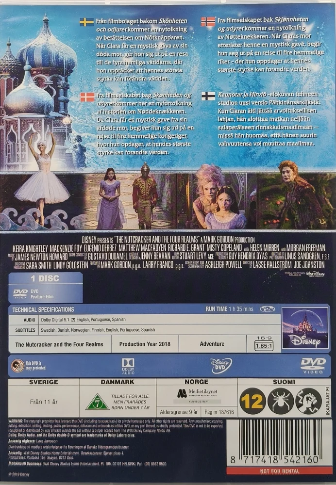 DVD) The Nutcracker and the Four Realms - PÄHKINÄNSÄRKIJÄ JA NELJÄ VALTAKUNTAA (2018)