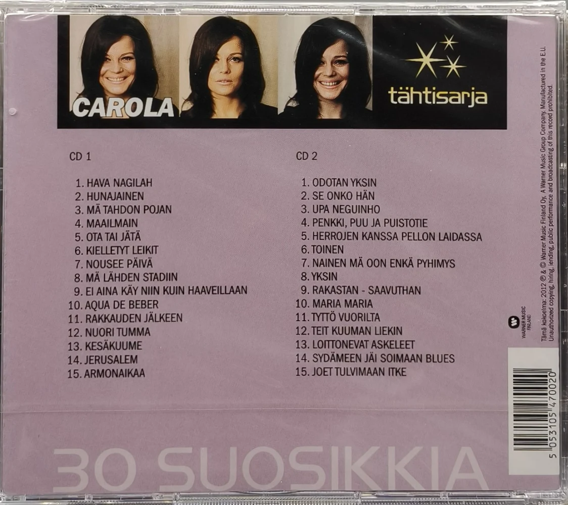 UUSI (2 CD) Carola – 30 Suosikkia - Tähtisarja (2004)