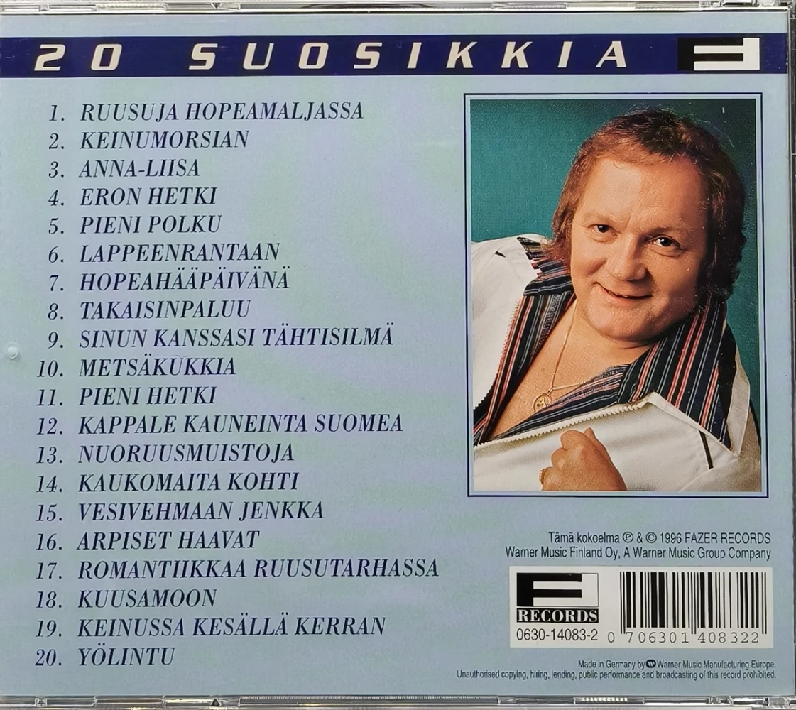 CD) Erkki Junkkarinen - 20 Suosikkia - Ruusuja Hopeamaljassa (1996)