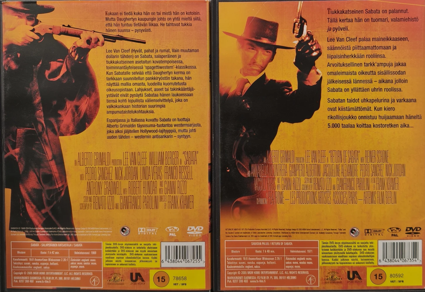 2 DVD)  Lee Van Cleef: Sabata & Sabatan paluu - SUOMIKANNET (1969 & 1971)