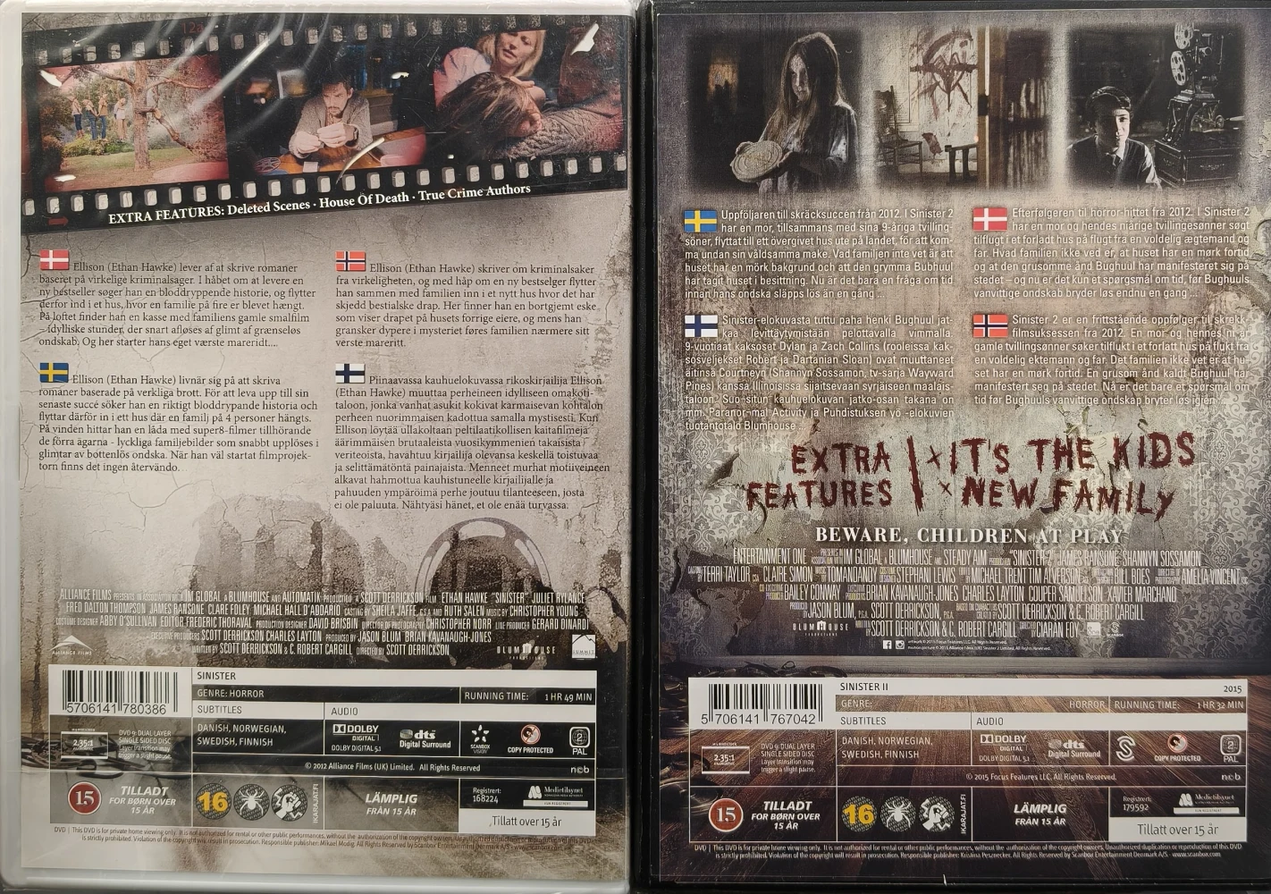 2 DVD) Sinister & Sinister 2 (2012 & 2015) SUOMITEKSTIT